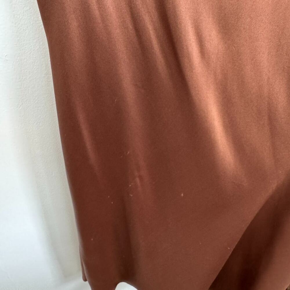 VTG Y2K Leigh Bantivoglio Silk M Brown Slip Dress Lace Slinky Whimsigoth Fairy - Picture 4 of 13